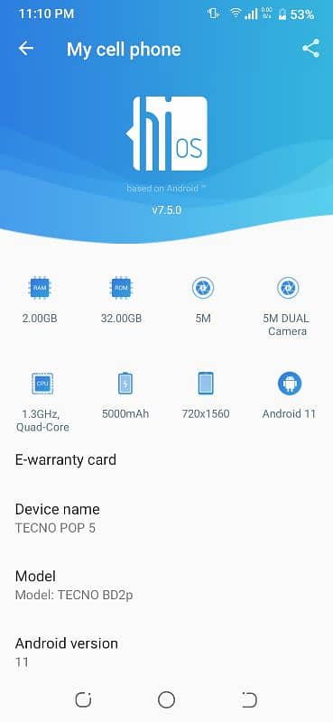 Tecno pop 5.2/32gb pta approved 5000M. AH battery 5