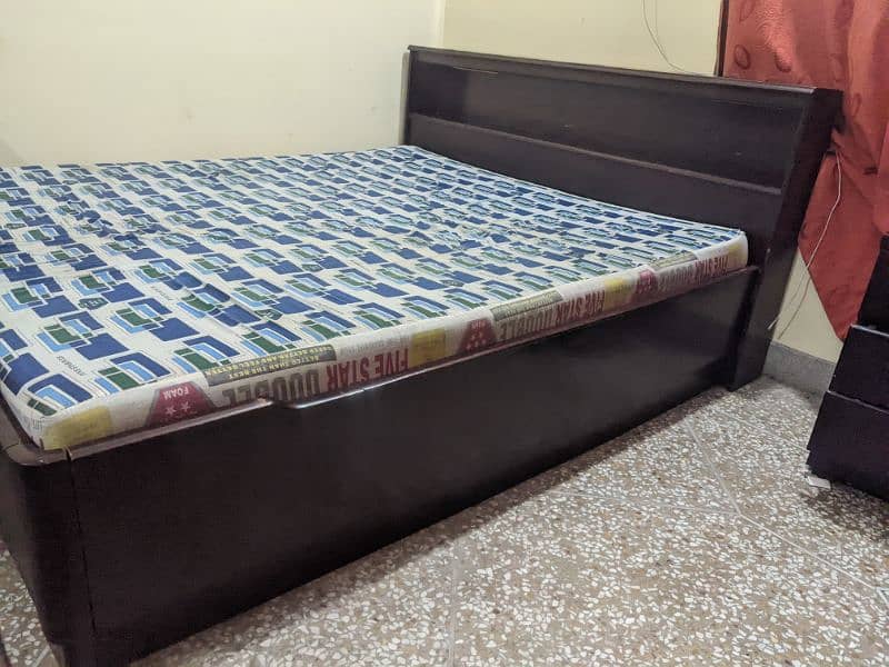 wooden king size bed with mattress 1