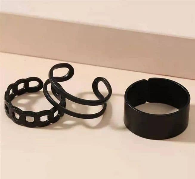 Alloy plated Hip Hop Rings, Pack of 3 1