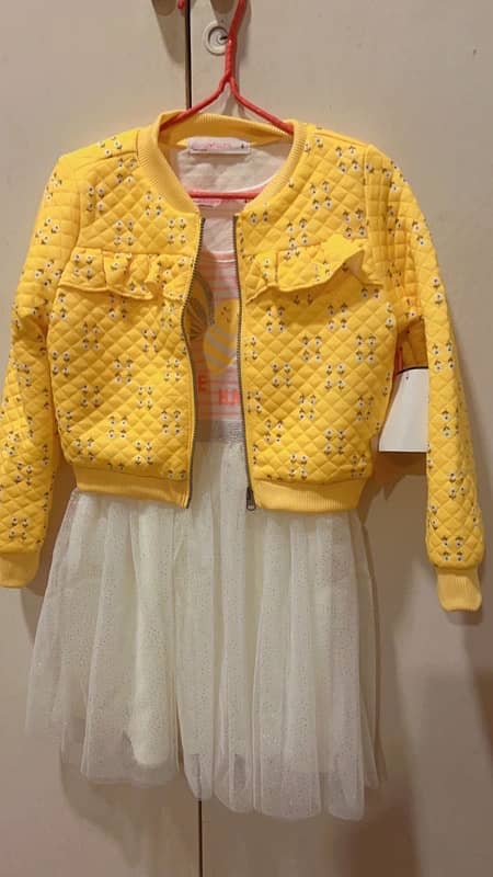 White frock with yellow jacket 0