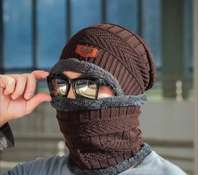 Unisex Woolen Cap With Neck Warmer 0