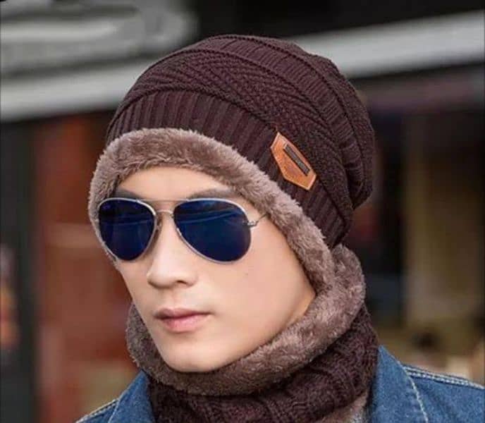 Unisex Woolen Cap With Neck Warmer 1