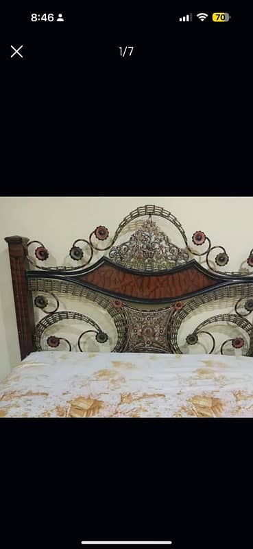 Kind Size Iron bed with Mattress 0