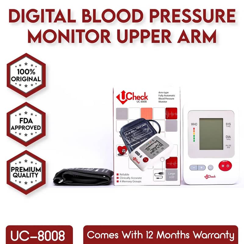 Ucheck Blood Pressure Monitor 8008 Upper Arm BP Operator Cuff Machin 4