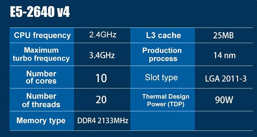 Intel Xeon E5 2640 V4  ( L3  Casha ) 25MB 4