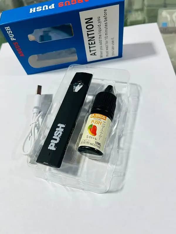 BRAND NEW ARGUS PUSH VAPE, POD WITH 10 ML FLVR & CBLE WTS 03264418469 0