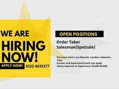 Order Takers and Salesman required Faisalabad