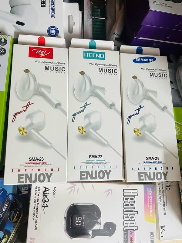 All kind of hand frees available with super quality bass and music 9