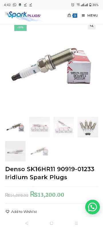 Denso SK16HR11 90919-01233 Iridium Spark Plugs 2