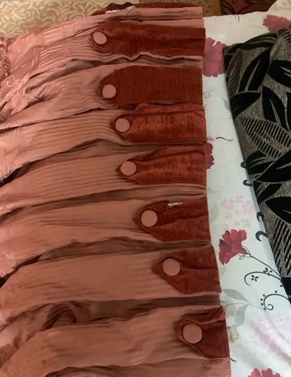 3 PCS FULL SIZEBrown cotton curtain hand made pakistani 10/9 condition 1