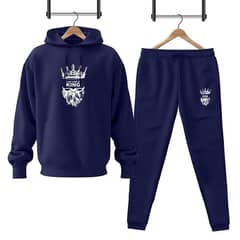 2 pc men fleece printed hoodie tracksuit