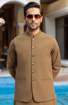 ready made coat waistcoat sherwani open gown