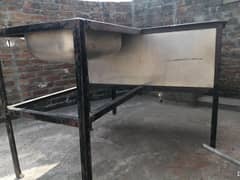 Pure steellesteel tub and sink with iron stand