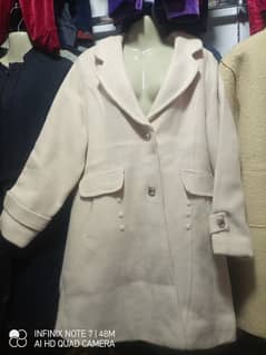 halfwhite mid long wool coat