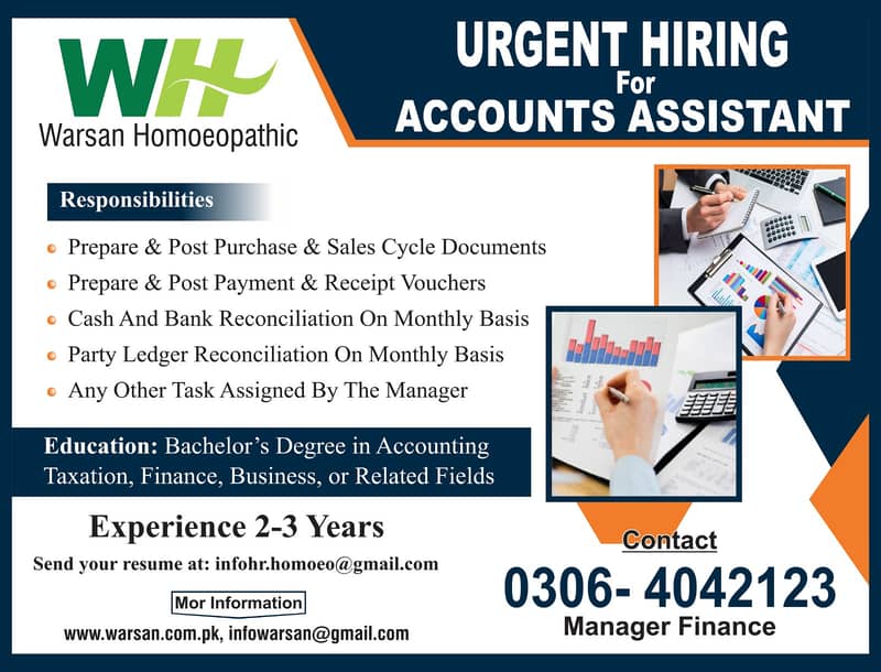 We are hiring accounts assiatant 0