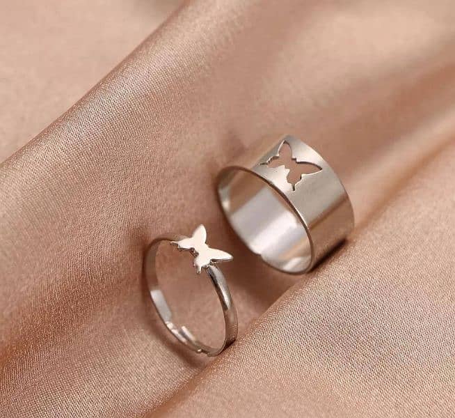 2 pcs adjustable silver rings 0