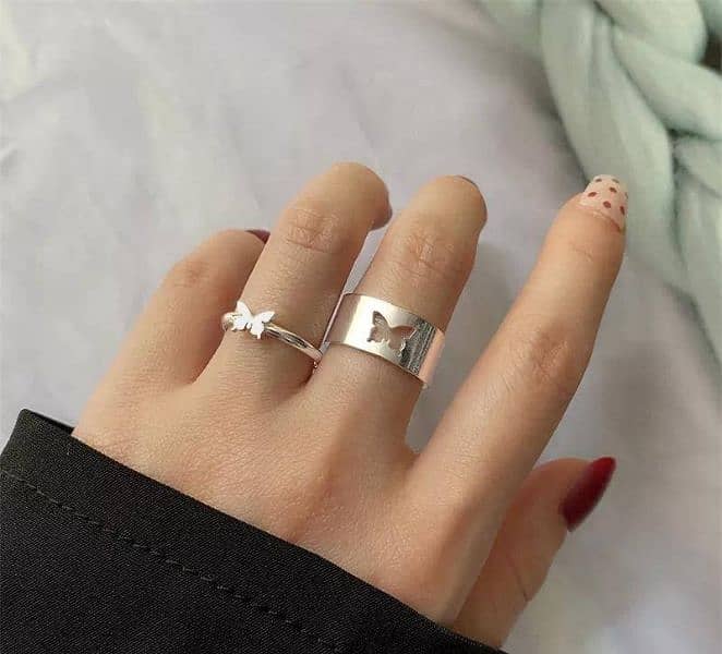 2 pcs adjustable silver rings 1