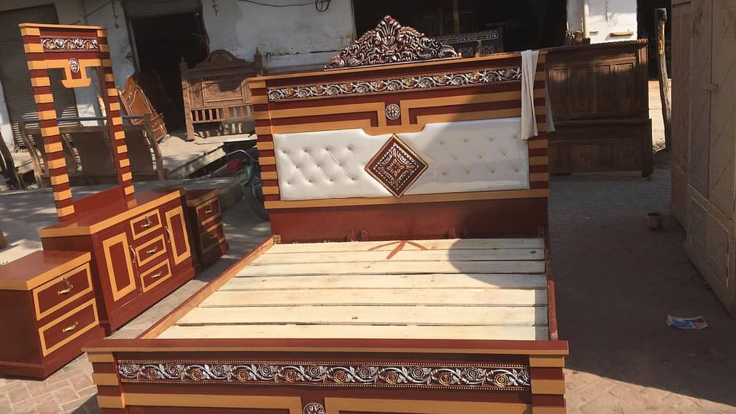 bed / bed set / double bed / king size bed / wooden bed / chinioti bed 4