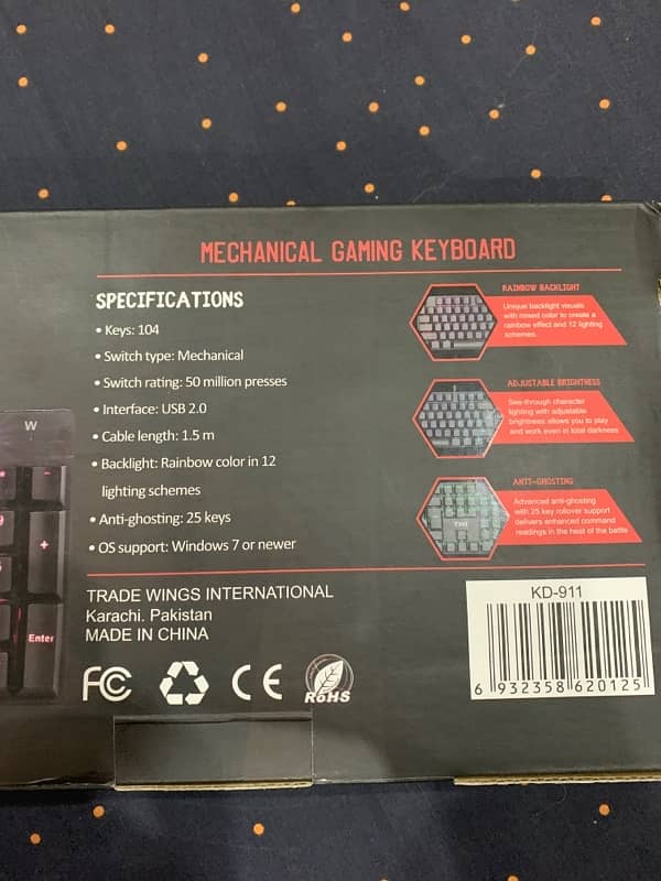 TWI-KD 911 RGB Mechanical Keyboard with Blue switches Price kam krdeng 7