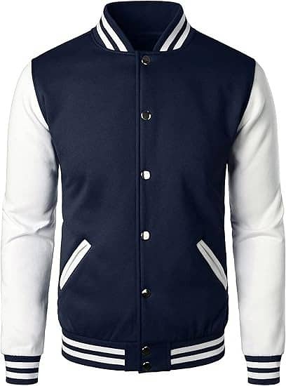 Men’s Wool Blend Varsity Baseball Letterman Jacket, 1