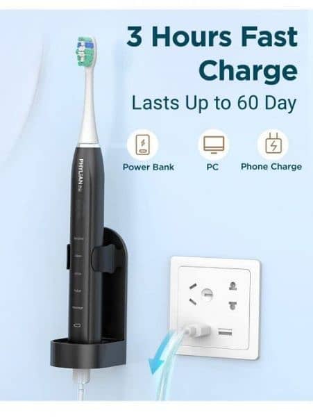 Phylian Pro U17 series Sonic Electric Toothbrush Rechargeable 5 brush 3