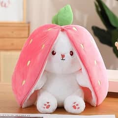 Bunny Soft Toy | Strawberry Bunny Soft Toy |Rabbit Hidden Zip Plush