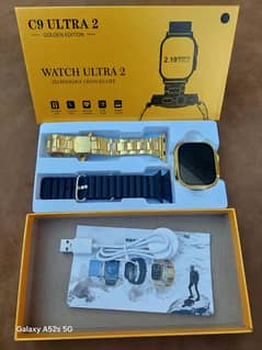 C9 ultra 2 golden edition smart watch with 2 straps