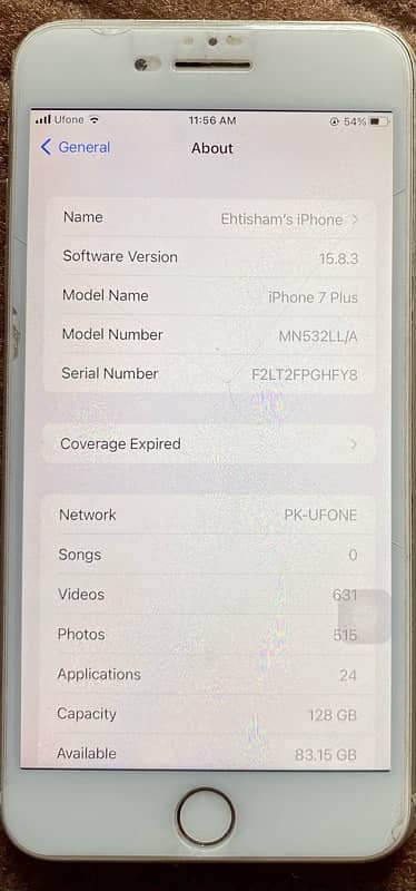 Iphone 7 plus PTA approved-128gb 2