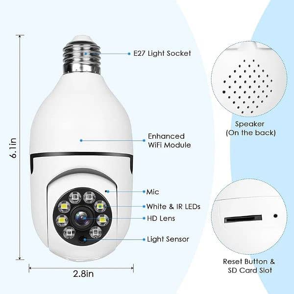 V380 Full HD 1080P Wireless LED PTZ IP Bulb Camera With NIGHT VISION 4