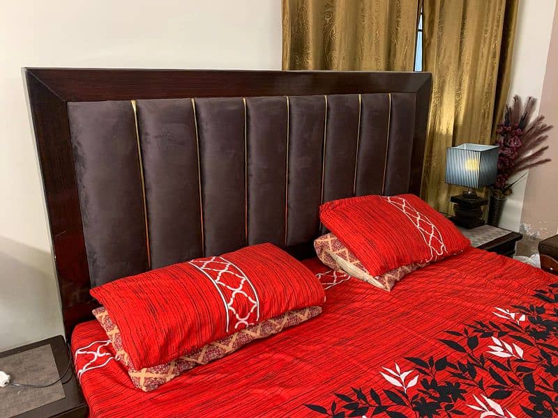 Wooden Bed Set with Mattress – Almost New, Urgent Sale 1