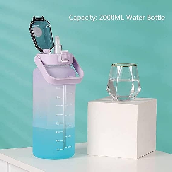 2L Water Bottles with Times to Drink and Straw for Gym and Outdoors 2