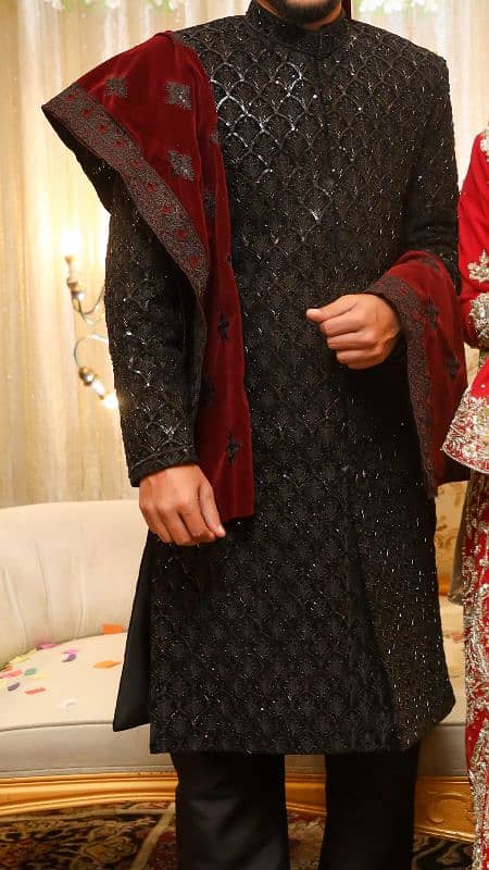 black sherwani with all accessories 1