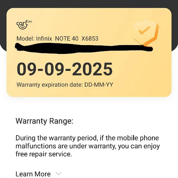 Infinix note 40 racing edition 10 month warranty 2