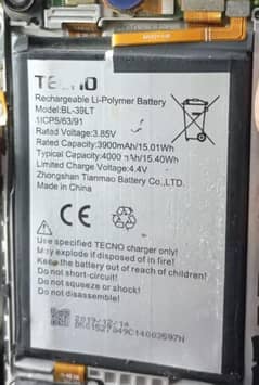 Tecno spark 4 battery 3900 mAh