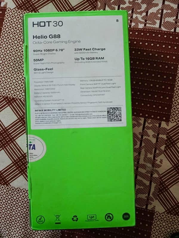 Infinix Hot 30 (8+8/128) good condition complete box. 3