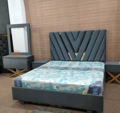 Brass Wooden Bed set with Designer side tables & Dresser