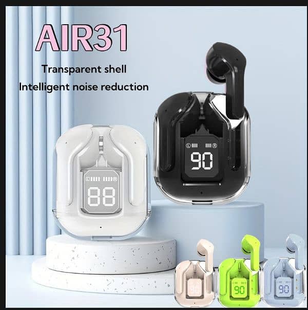 Air31 Wireless Earbuds: Crystal Transparent TWS with Protective Cover 1