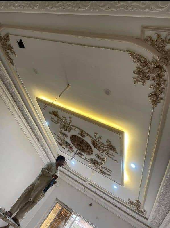 wall moulding and ceiling design & media wall available in Lahore 13