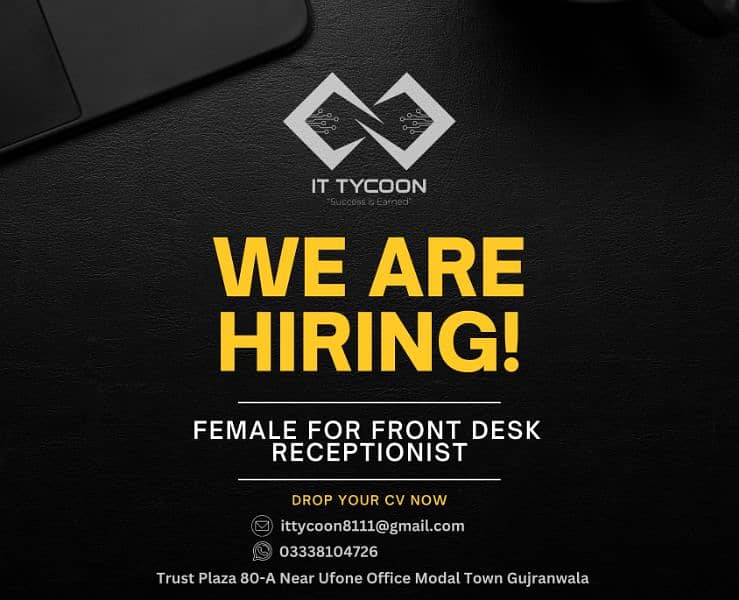 Female for Front Desk Receptionist 03338104726 0