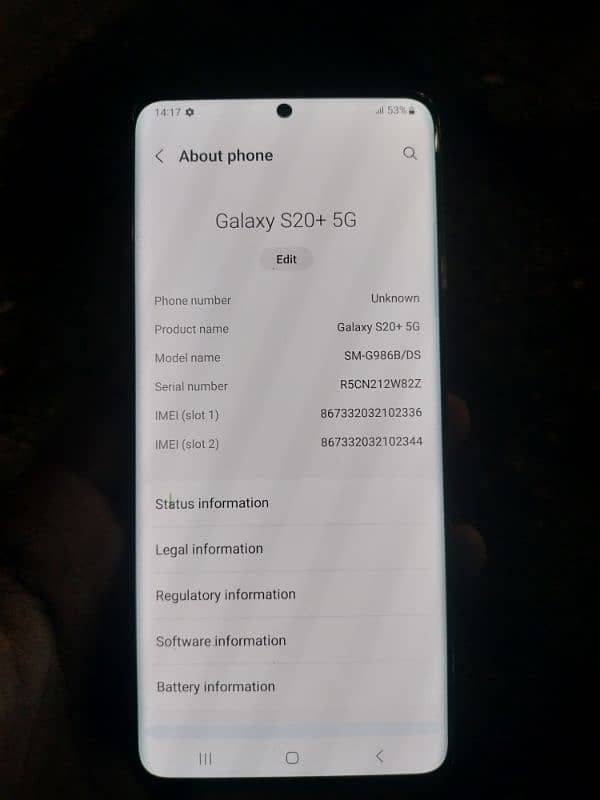 Sumsung S20 Plus Edge scren 5G Duel sim 12/128gb no shad dot Finger ok 13