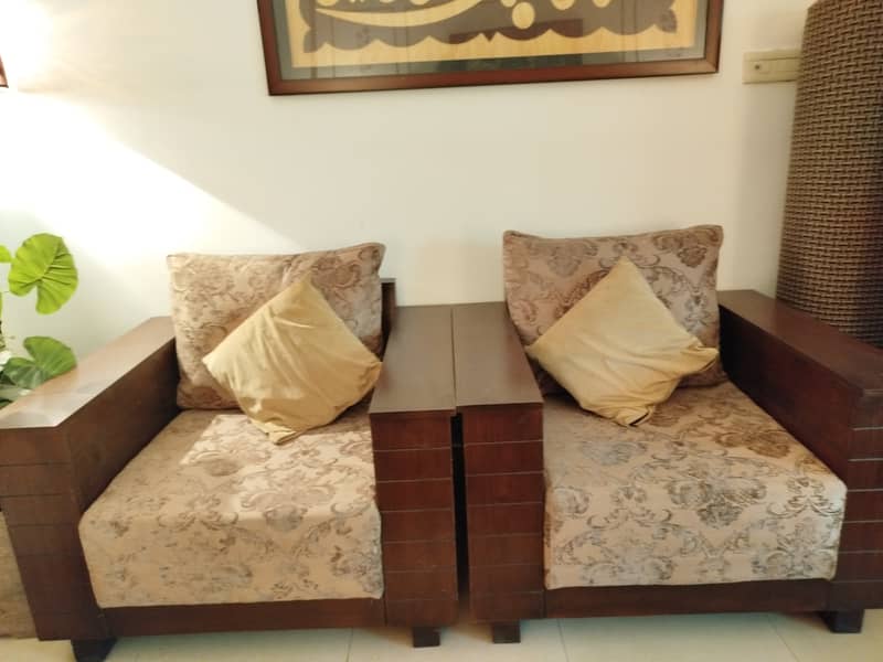 Seven Seater wooden sofa with mat hing Center Tables 0