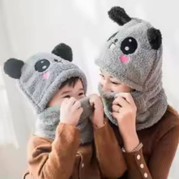 Free Delivery! Panda Wool Cap with Neck Warmer, Keep Kids warm 2