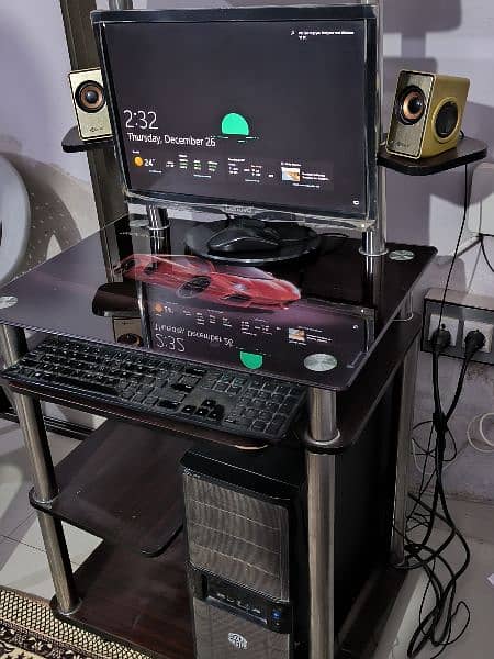 Computer Table Glass and Wooden Computer Desk 2 Feet Wide Laptop Table 0