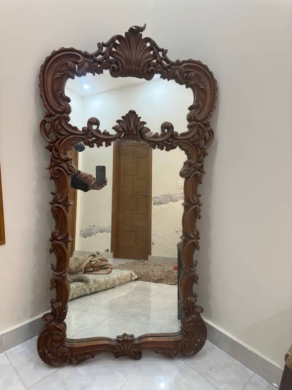 Antique Carved Wood Hanging Mirror – Over 100 Years Old, Furniture 1