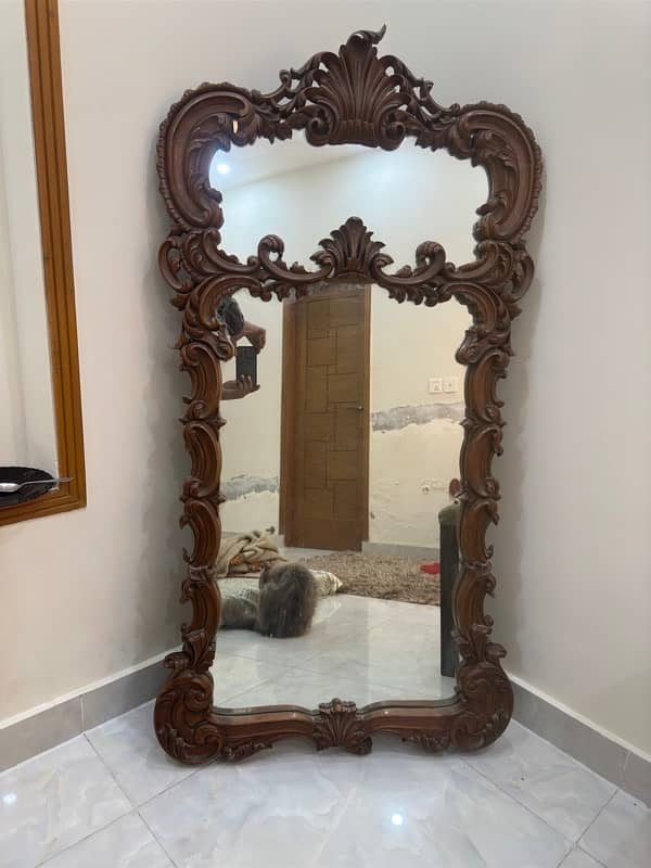 Antique Carved Wood Hanging Mirror – Over 100 Years Old, Furniture 3