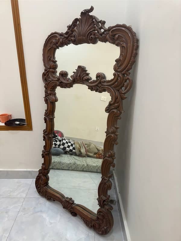 Antique Carved Wood Hanging Mirror – Over 100 Years Old, Furniture 4