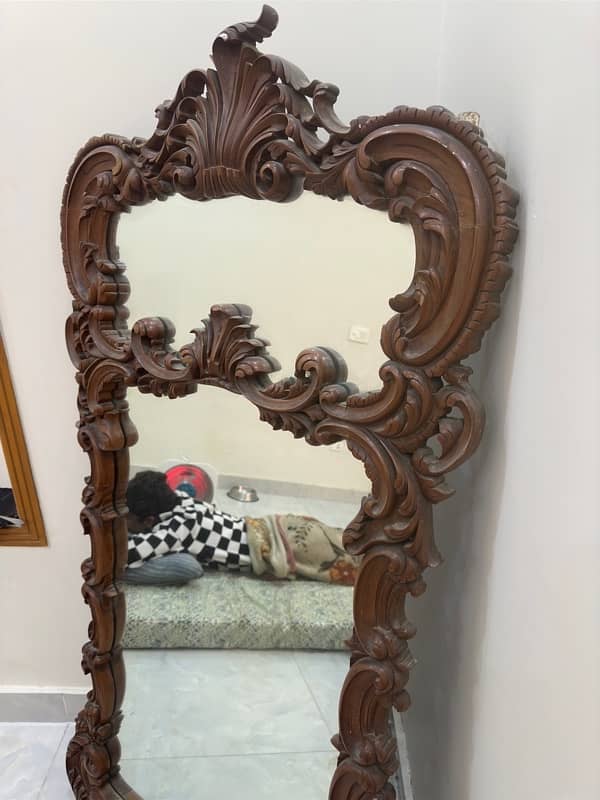 Antique Carved Wood Hanging Mirror – Over 100 Years Old, Furniture 5