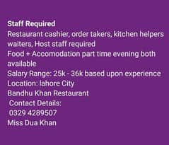 Restaurant staff Required