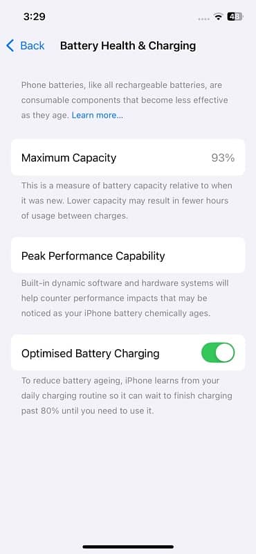 iphone 12 jv sim time available battery health 93 / 5