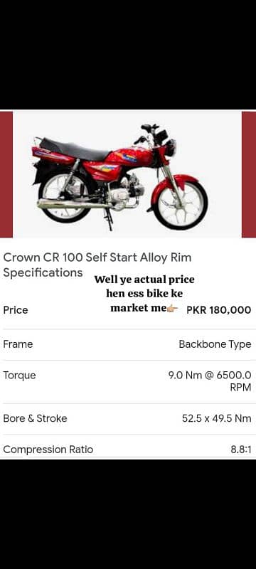 I am selling my (Crown CR 100 Self Start Alloy Rim-2024) 9